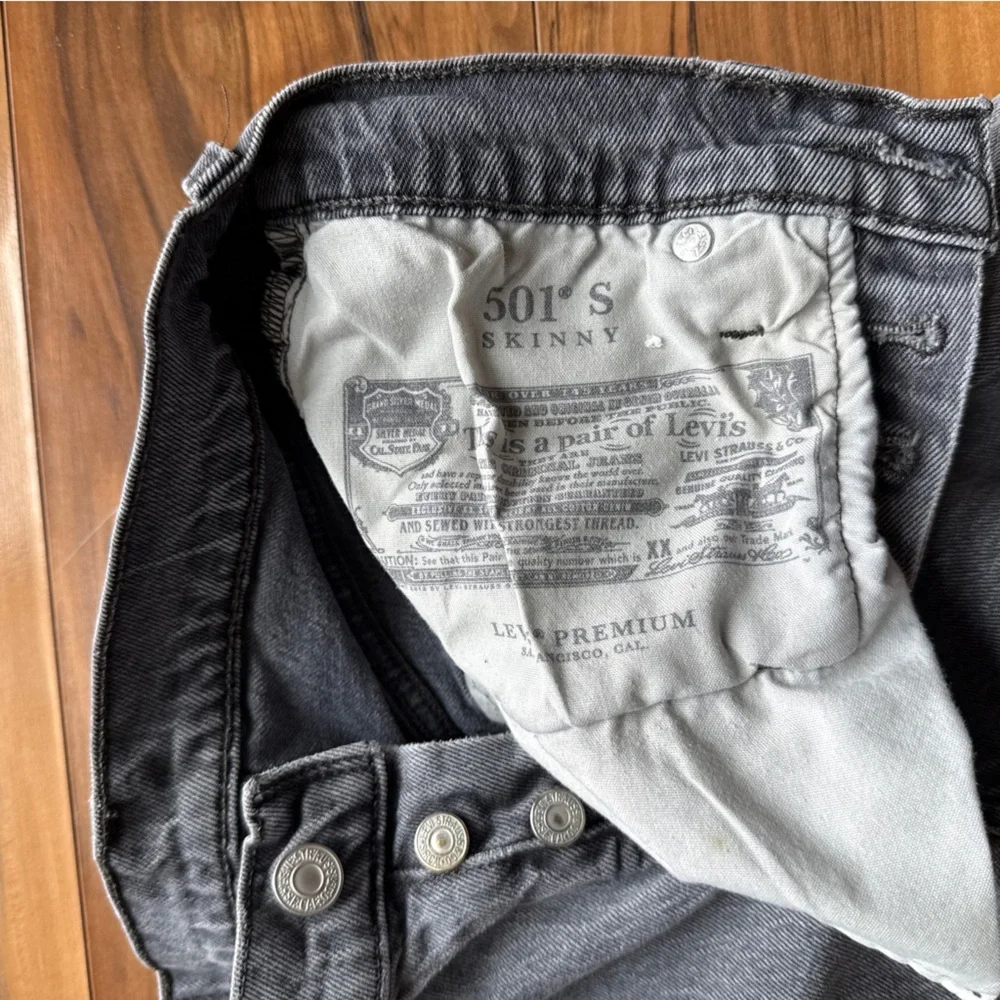 Levi’s 501 Skinny Washed Grey High Rise Denim Jeans - Picture 6 of 15